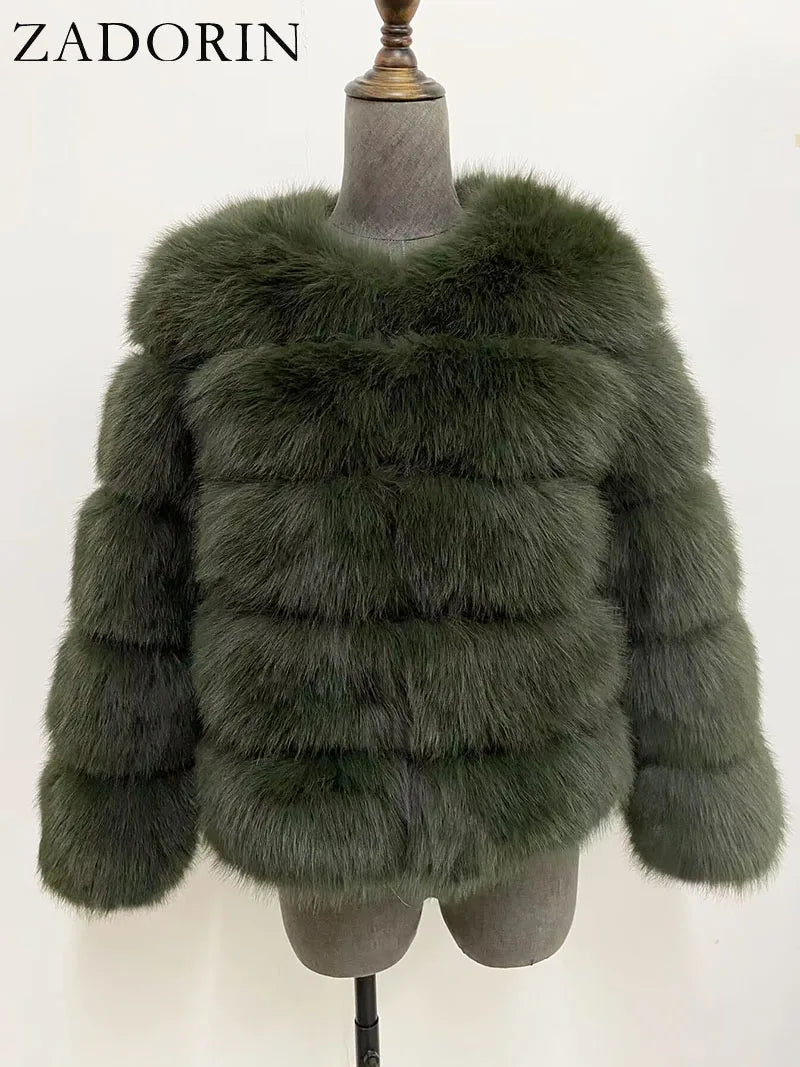 Long Sleeve Faux Fox Fur Coat Women Winter Fashion Thick Warm Fur Coats Outerwear Fake Fur Jacket Woman Clothing